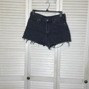 High rise dark grey jean short